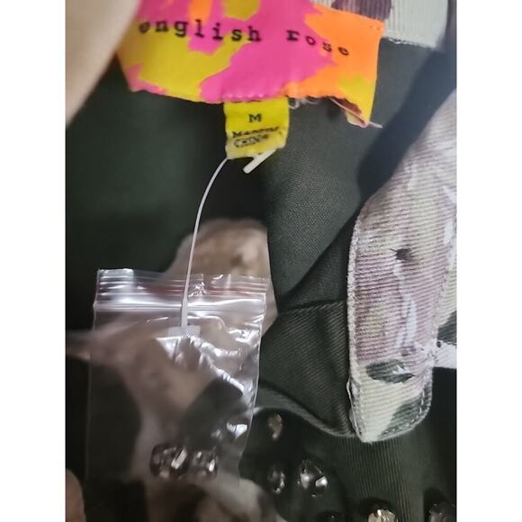 English Rose Floral Studded Jacket Medium New Excellent A114 Flawless - Picture 5 of 5